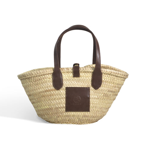 Cabas marron foncé et beige