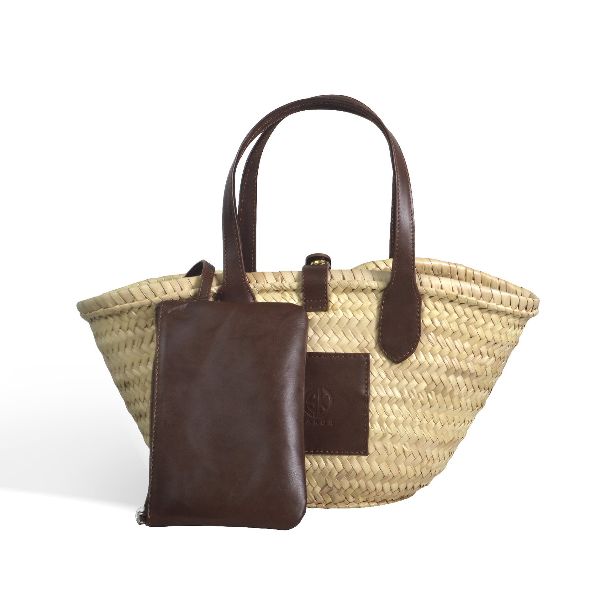 Cabas marron foncé et beige